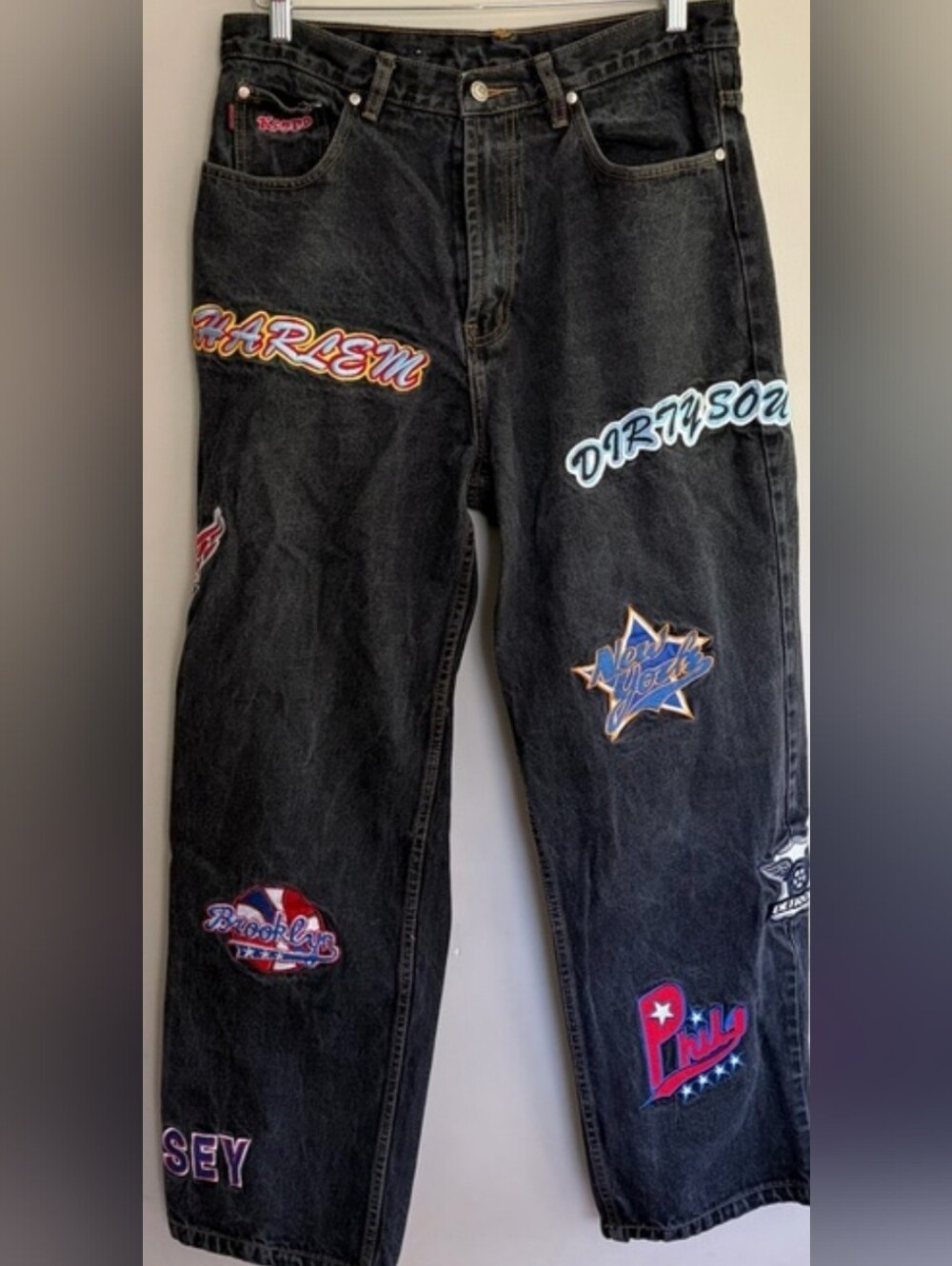 Kenpo Y2K Hip Hop 80’s 90’s Baggy Embroidered Jeans - unisex Salt N Pepa ready